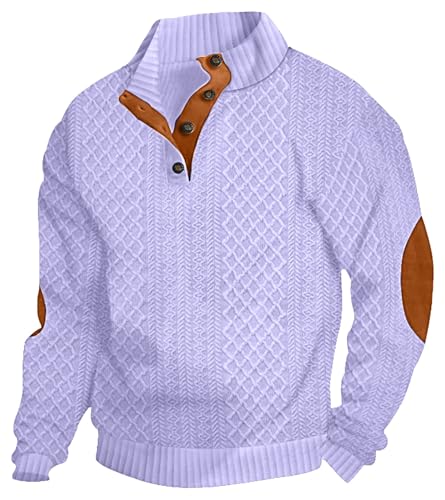 Image of Men's Casual Sweatshirt Pullover Sweater Casual Long Sleeve Stand Collar Quarter Button Sweaters