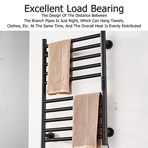 Toallero de acero inoxidable negro de pared con 10 barras y conexión dual 8