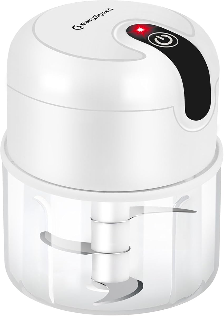 EASYSPEED Electric Garlic Chopper 1Cup, Mini USB Charging Wireless Food Processor with 304 Stainless Steel Blades, Portable Kitchen Meat Grinder for Onion, Garlic, Ginger, Chili, Almonds, Nut