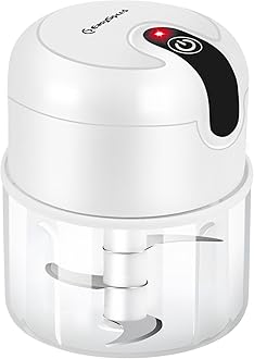 EASYSPEED Electric Garlic Chopper 1Cup, Mini USB Charging Wireless Food Processor with 304 Stainless Steel, 3 Sharp Blades, Portable Kitchen Meat Grinder for Onion, Garlic, Ginger, Chili
