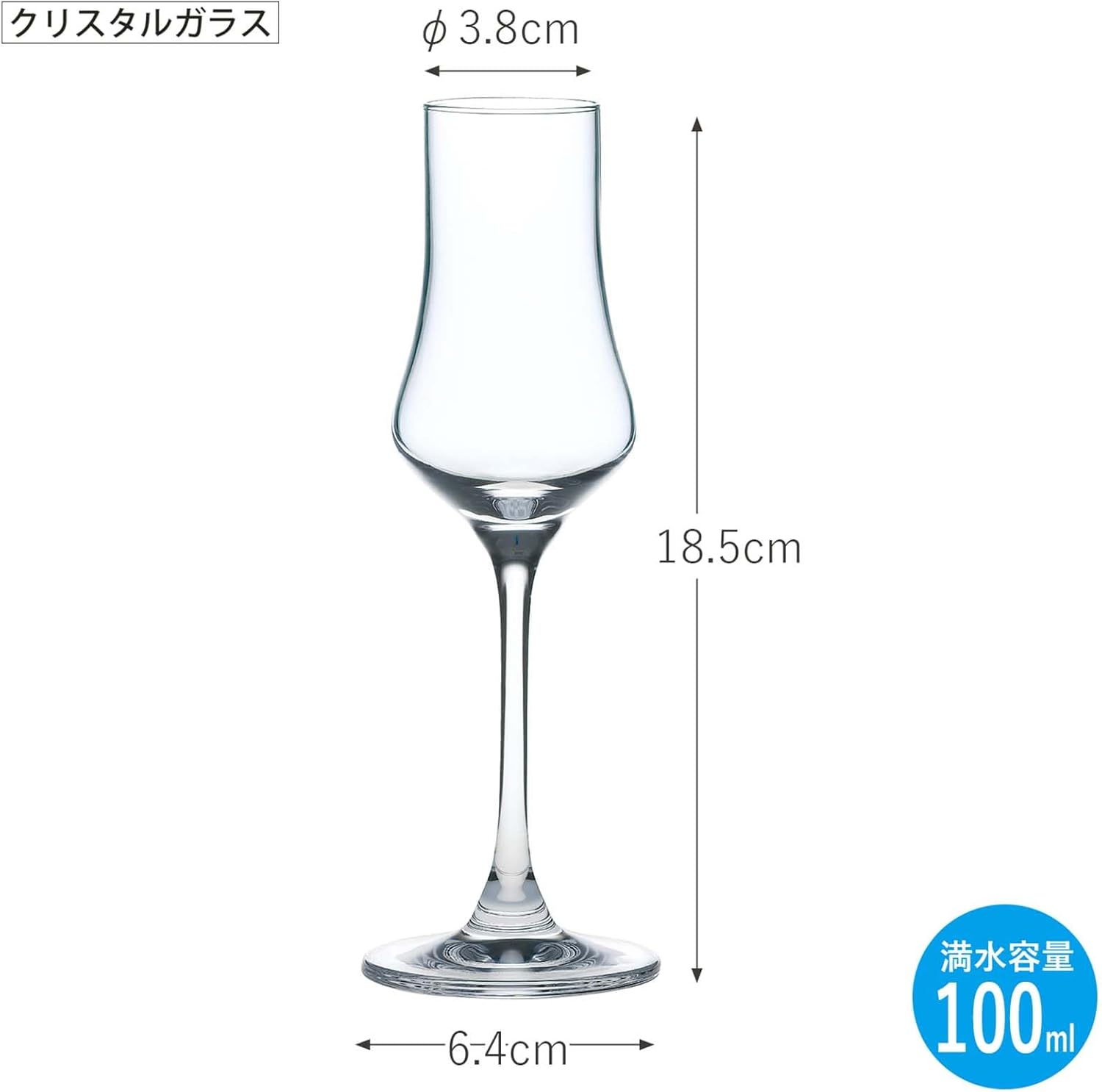 東洋佐々木ガラス Toyo Sasaki Glass Glass Grappa Glass Crystal Stem Collection Grappa Set of 6 3.4 fl oz (100 ml) Crystal Glass Crystal Stem Glass Cup DKC-12201