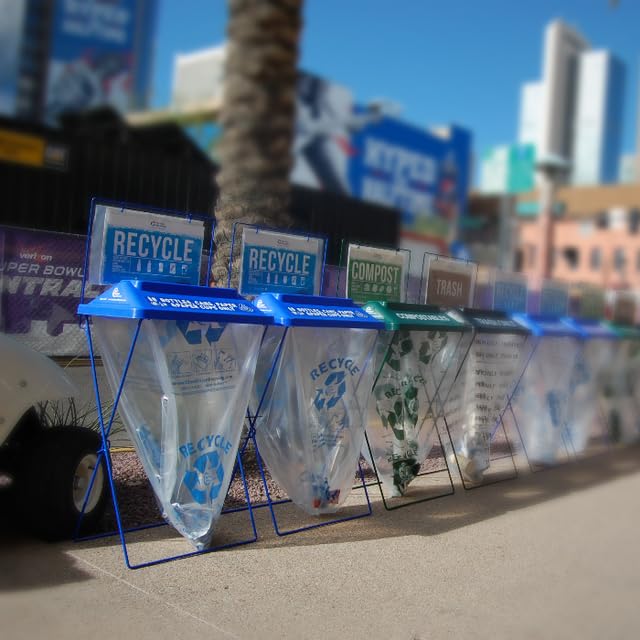 Zero Waste Event Trash and Recycling System | Portable Recycling Bin for Mixed Recycling | Great for Events, Festivals, Schools - Blue