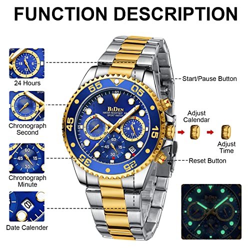 Ln Lenqin Mens Watches Chronograph Stainless Steel Watch For Men Waterproof Analog Quartz Watch Business Casual Fashion Men's Wrist Watches #TOP6