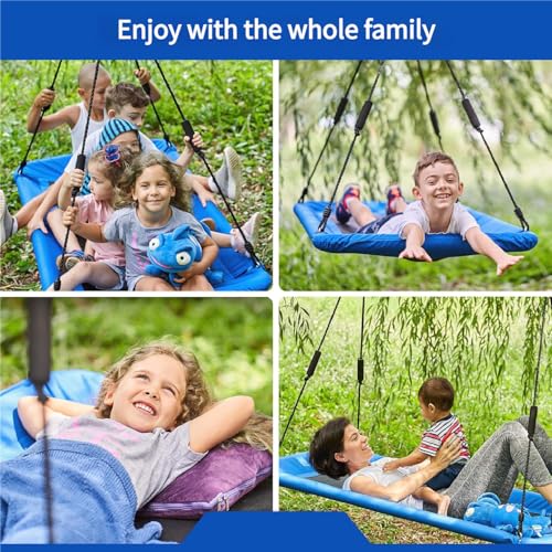 Verahaus 60-Inch Heavy-Duty Rectangle Platform Swing for Backyards - 700lb Capacity Waterproof Outdoor, Kids & Adults Tree Swing, 900D Oxford Polyester, Alloy Steel Frame (Blue)