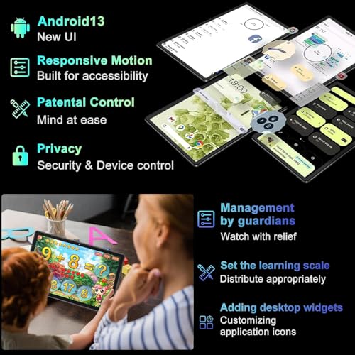 Image of Android 13 Tablet, 10.1 inchTablets with Keyboard, 12GB+128GB+1TB Expand, Grey