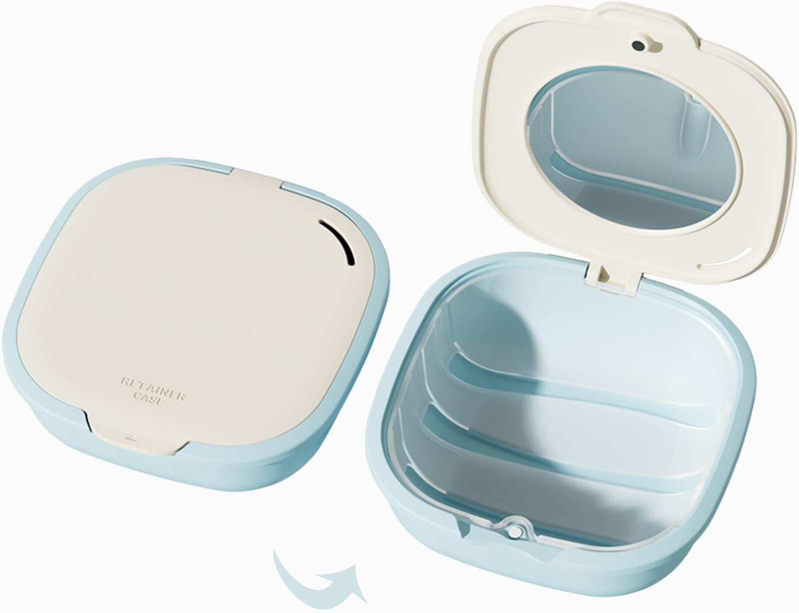 Ventilated Retainer Case with Mirror, Clear Aligners, and Mouthguard Cases