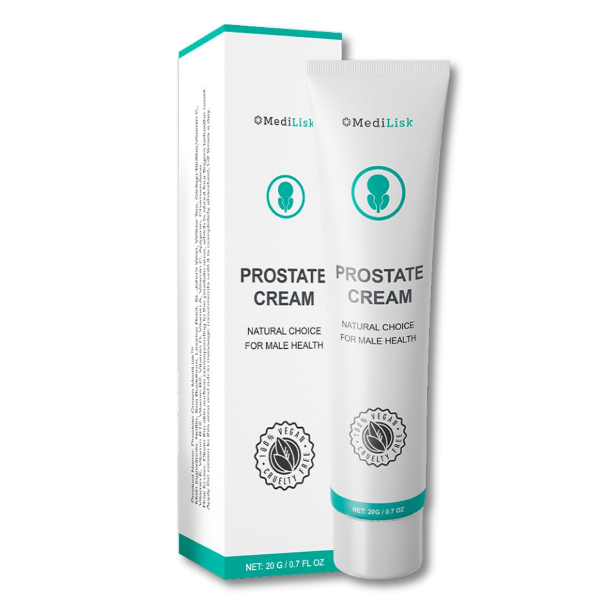 MediLisk Prostate Relief Cream – Natural Ingredients, Hypoallergenic, Paraben-Free, Suitable for All Skin Types – 0.7 oz