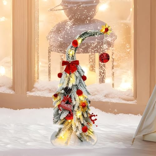 Árbol de Navidad artificial de diseño realista y torcido con luces LED de interior, 35 cm 4