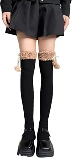HTTGDGDH Medias para Mujer, Calcetines para Mujer, Medias Antideslizantes por Encima De La Rodilla, Calcetines De Felpa Que Mantienen El Calor, Calcetines Largos, Prenda(Marrón-Talla Única)