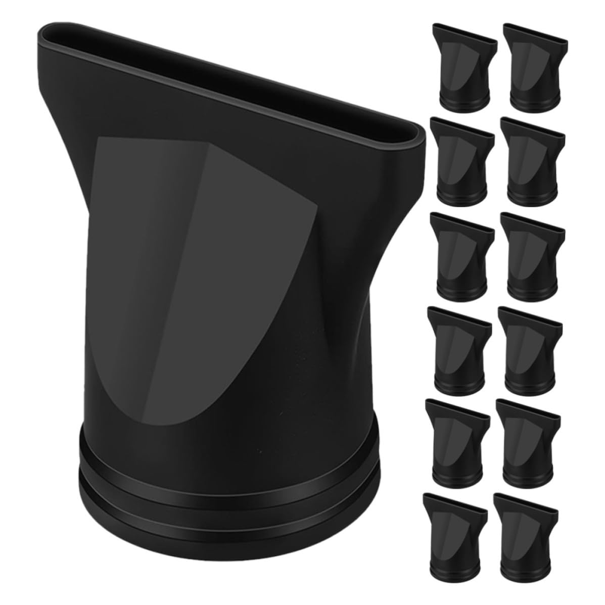 15pcs Heat Resistant Black Hair Dryer Nozzle Attachments Made of Sturdy Abs Plastic Suitable for 4-4.8cm Air Outlet Diameter Hair Dryers and Professional Salon Use