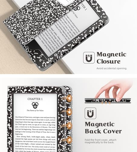 Image of MoKo Case for All-new 6 inch Kindle(11th Generation, 2024 /2022 Release) /(10th Gen,2019) /Kindle(8th Gen, 2016), Ultra Lightweight PU Shell Cover with Auto Wake /Sleep for Kindle 2024, Notebook Black