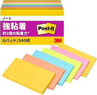 3M ポストイット 強粘着 75×127mm 90枚×6パッド 655-6SSAN-AMの商品画像