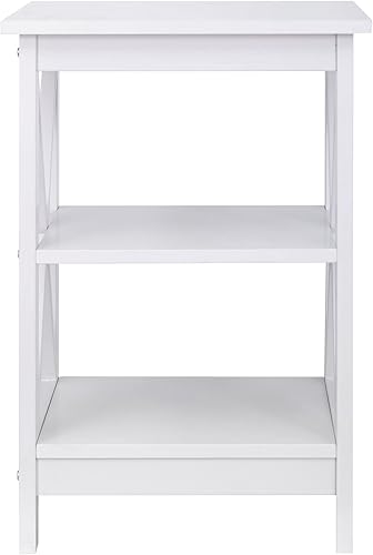 Miniatura 6 de SUPER DEAL Mesa auxiliar de 3 niveles con estantes de almacenamiento, versátil diseño X para sofá, mesa auxiliar para sala de estar, dormitorio,