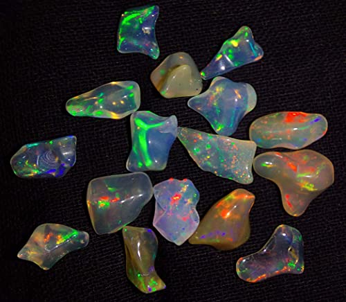 0.65 To 1.65 Ct 16 Pcs Lot Natural Ethiopian Rainbow Fire White Opal Uncut Polished Certified Gemstone Rough Best For Jewelry Use #TOP1