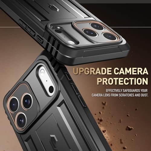 Image of Poetic for iPhone 17 Pro Case with Camera Control Capture Button, [Built-in Stand] [Built-in Screen Protector] Full-Body Military Grade Rugged Phone Case for iPhone 17 Pro, Black
