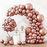 RUBFAC 129pcs Rose Gold Balloons Different Sizes 18 12 10 5 Inches, Latex Balloon Garland Arch Kit for Birthday Party Valentine's Day Baby Shower Graduation Wedding Holiday Decoration