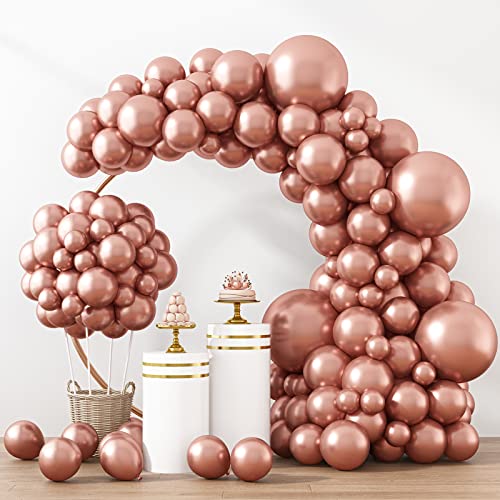 RUBFAC 129pcs Rose Gold Balloons Different Sizes 18 12 10 5 Inches, Latex Balloon Garland Arch Kit for Birthday Party Valentine's Day Baby Shower Graduation Wedding Holiday Decoration by rubfac - Used condition - US$8.90