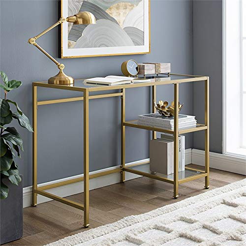 Crosley Furniture Aimee Glass Desk, Gold #TOP1