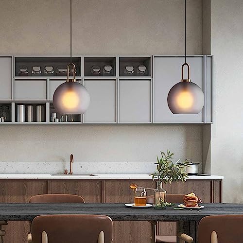Lámpara colgante retro de cristal gris humo moderna para techo de cocina interior 3