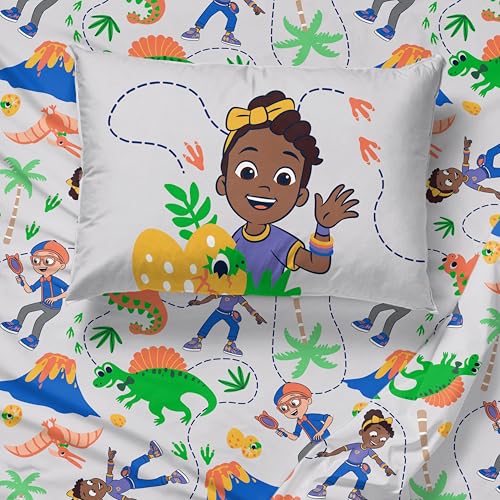 Image of Sunny Side Up Kids Sheet Set Includes Sheets and Pillow Cover - 100% Microfiber Bedding and Room Decor, Gray - Blippi, 4 Piece Full