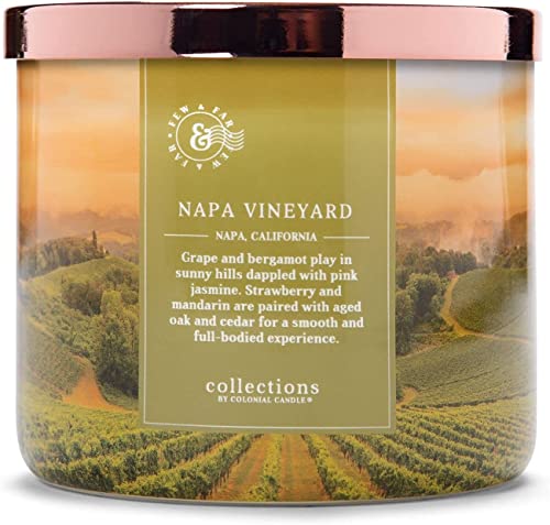 Colonial Candle Napa Vineyard Scented Jar Candle, Travel Collection, 3 Wick, Green, 14.5 Oz - Up To 60 Hours Burn #TOP29