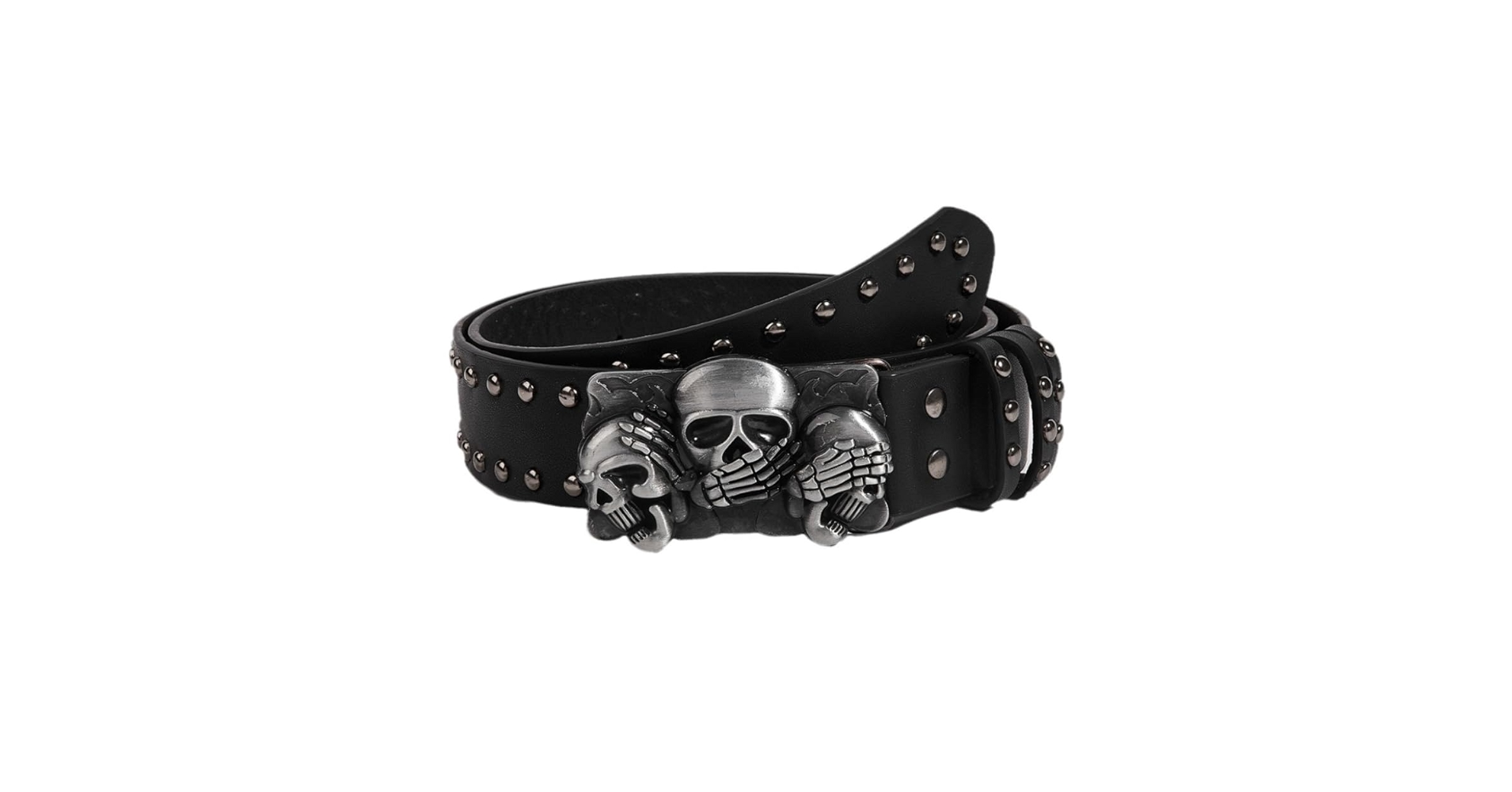 RSGMU Mens Belt Leather Skull Buckle Belt Waist Band Jeans