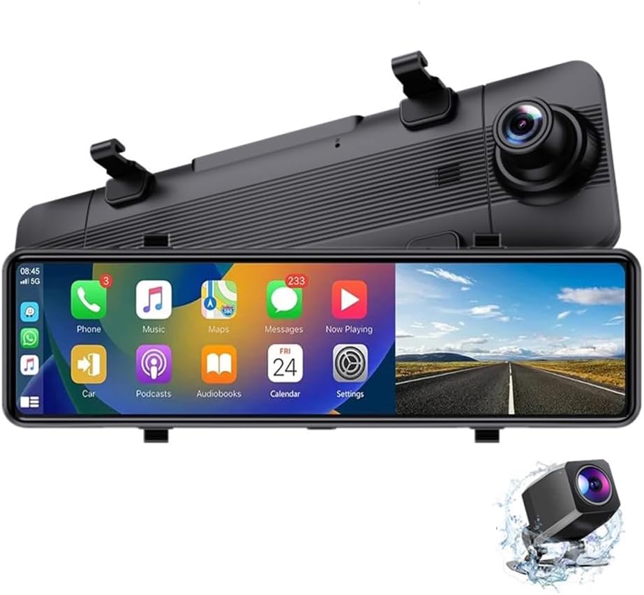 4 Kバックミラードライブレコーダー、CarplayバックミラーAndroid Auto、前後ドライブレコーダーにWIFI GPSトラッカー機能、11インチバックミラーカメラに音声制御/BT通話/AX/FM