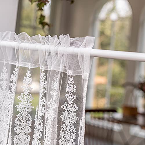 Cortinas con cenefa de encaje para ventana pequeña con diseño transpirable y ligero 4