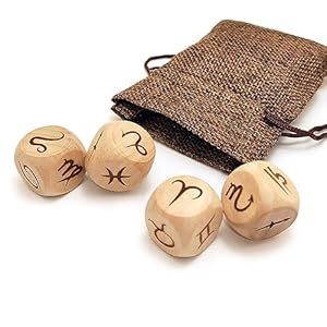 Kreatives Sternzeichen-Würfel-Set aus Holz, 4 Stück