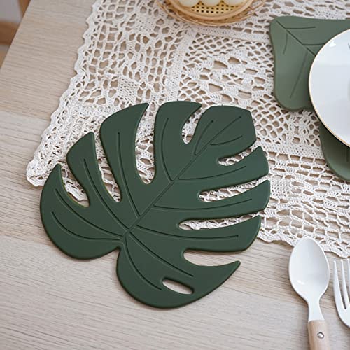 Silicone Trivet Mat Set Of 2, Monstera Hot Pot Holder Hot Pads For Table And Countertop, Soft Rubber Multi-Use Trivets For Pots & Hot Dish, Non Slip Coasters (Large, Monstera) #TOP2