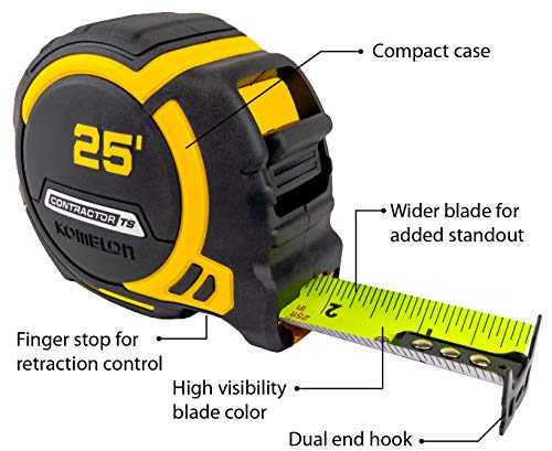 Komelon 25-Ft Contractor TS Wide blade Tape Measure with Backside Printing, Manual Lock, Fat Max(93425) by Komelon - Image 2