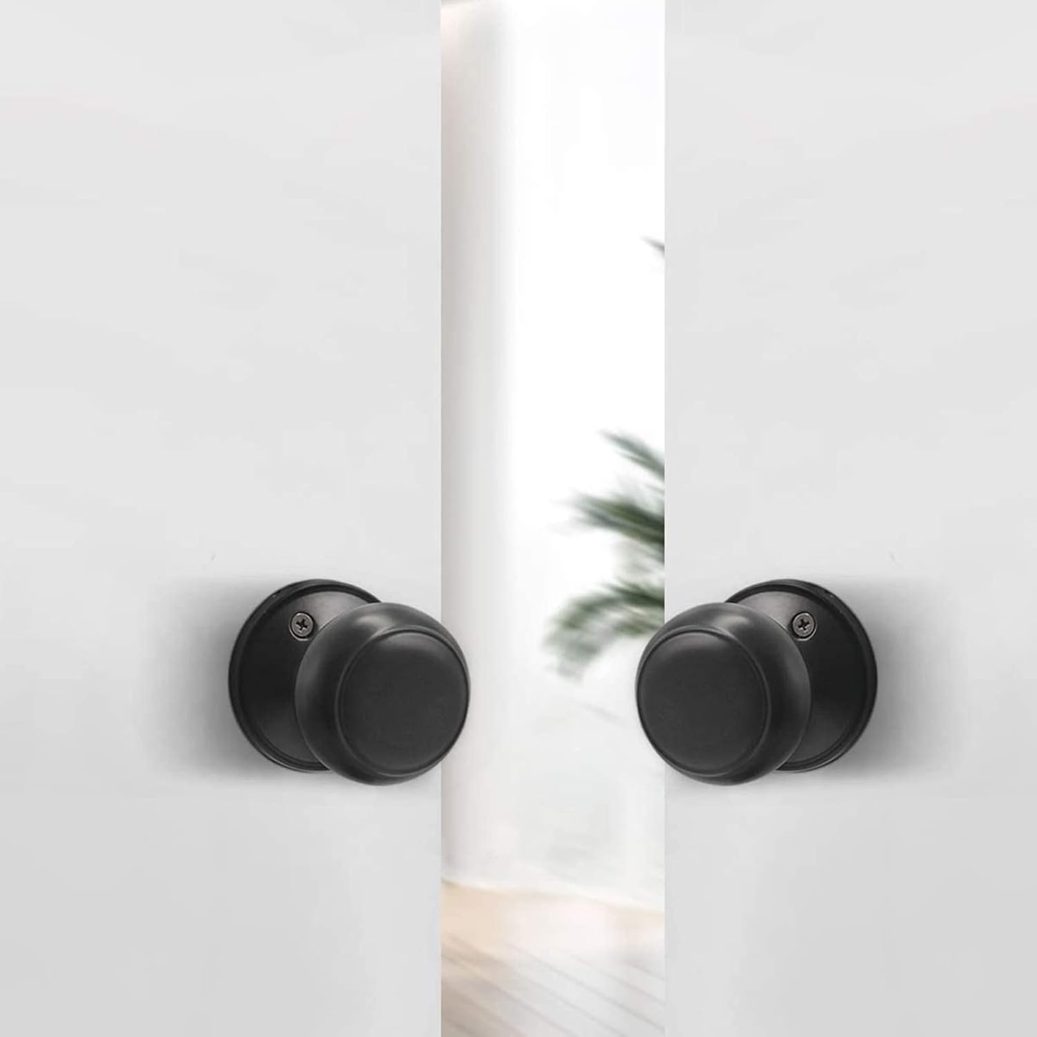 Probrico (2 Pack Passage Door Knobs and (2 Pack) Single Dummy Levers, Black Door Knobs Interior Matte Black Finish