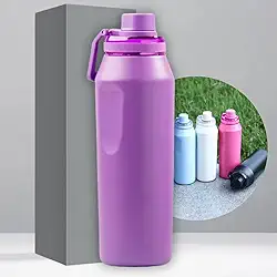 Garrafa Térmica de Aço Inox 500ml - Tampa com Alça - Sistema de Parede Dupla Isolada à Vácuo - Ideal para Academia/Trabalho/Faculdade (Roxa)