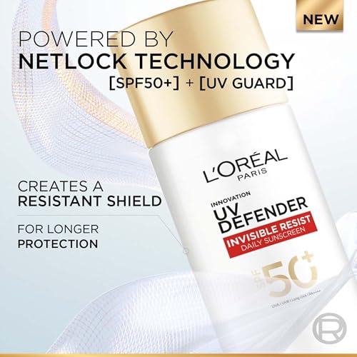 Image of L'Oreal Paris All Skin Uv Defender Invisible Resist Daily Sunscreen Spf50+ Pa++++ 30Ml | Lightweight, Waterproof, Sweatproof & Protects From Pollution & Dust