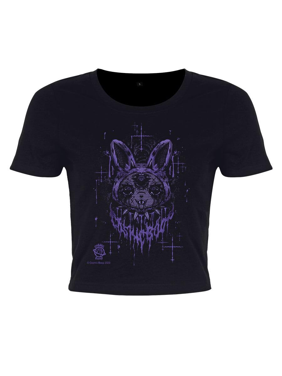 Grindstore Women's Black Cosmic Boop Boop Bunny Crop Top