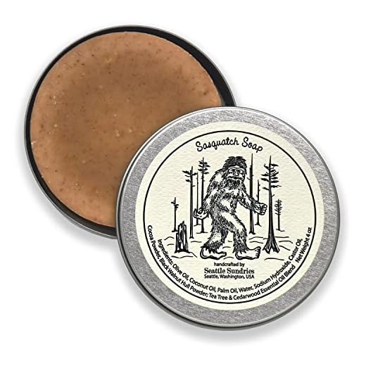 Seattle Sundries | Sasquatch Soap Bar Natural Skin Care, 1 (4oz) Handmade Soap Bar in a Recyclable Travel Tin, Woodsy Scent - Camp & Bigfoot Gift Idea.