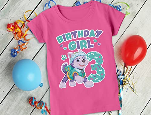 Image of Tstars Skye Birthday Girl 3 Gifts for Three Years Old Bday Paw Patrol Theme Party Toddler Kids Girls Fitted T-Shirt A51144d