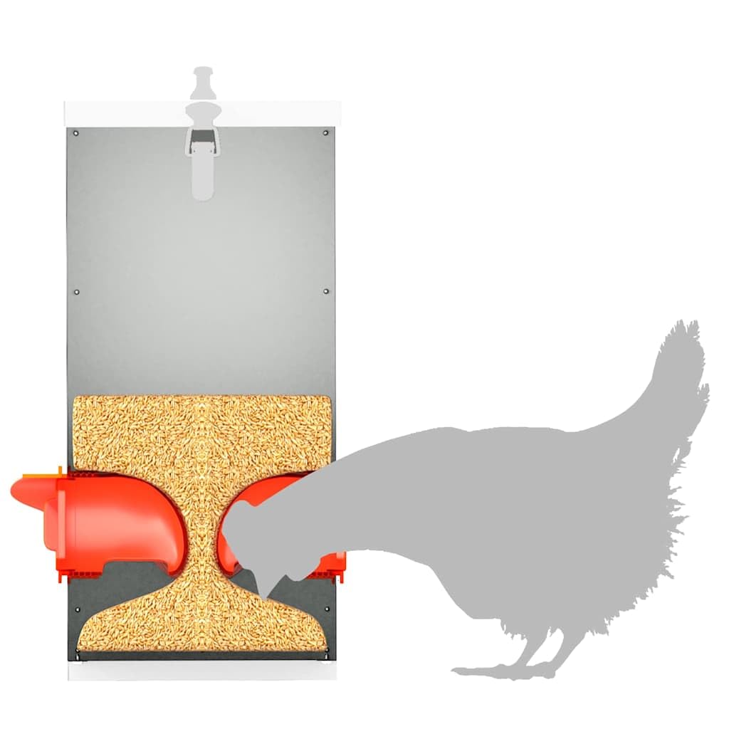 vidaXL Comedero para Pollos 2 pcs Plateado 32,5 x 20,5 x 43 cm, Comedero Moderno para Aves, Resistente y práctico, jardín y Exteriores, cuidando a Tus Mascotas
