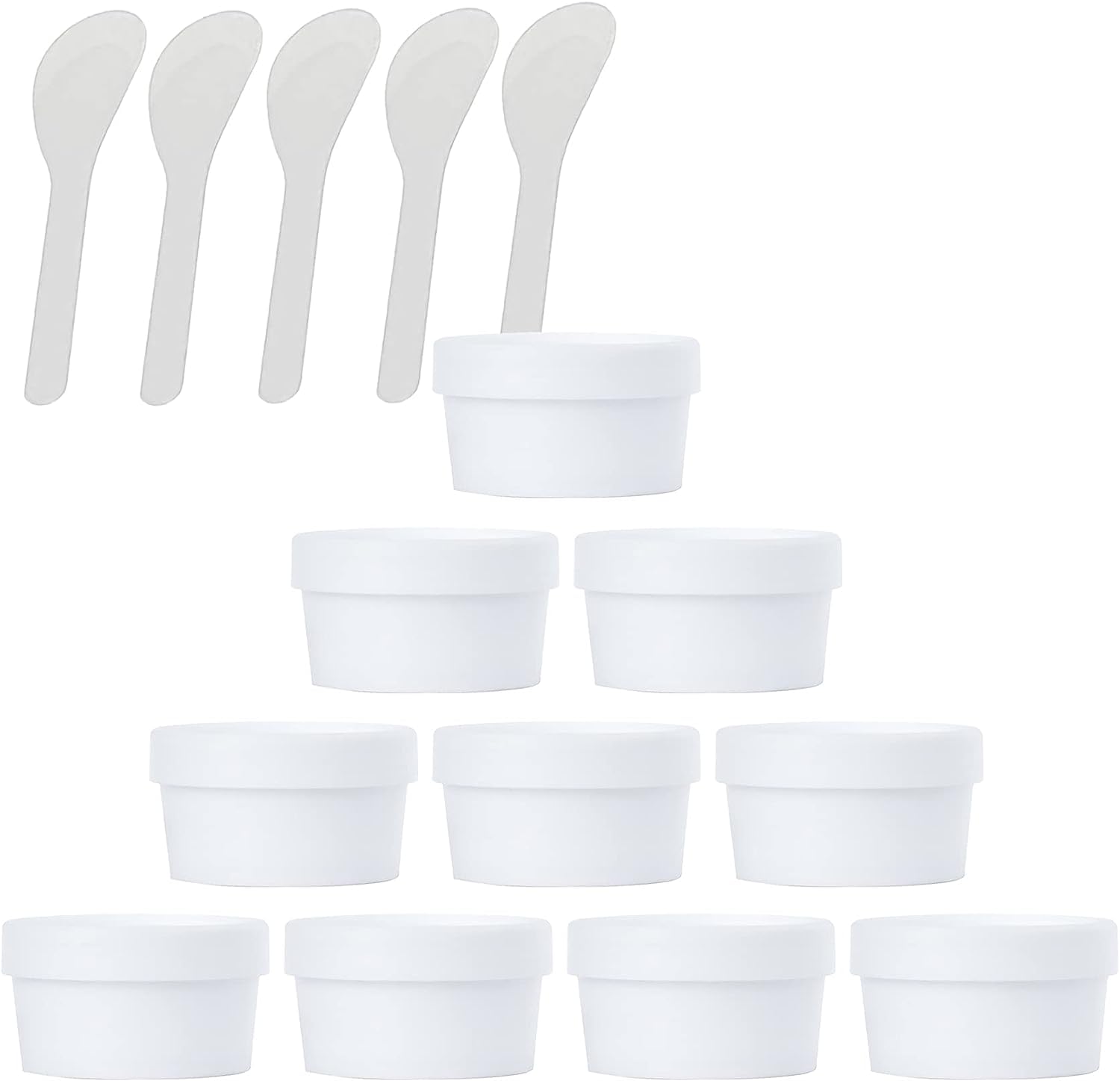 FLYIODFCXV cosmetic jar, 10 PC Plastic Storage Jars with Inner Liner 5X Spatula
