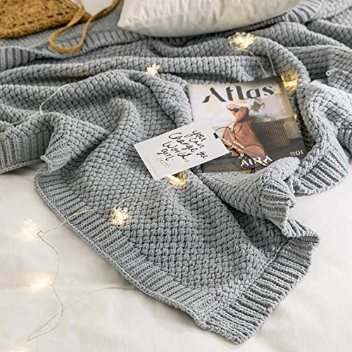 Woollii Premium New Modern Knit Woven Blanket, Season,Breathable&Lightweight,Home Decoration,Home Soft Things Knitted Blanket(51"X59",Gray) #TOP3