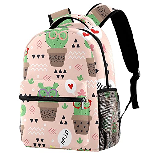 Sac à dos voyage cactus pour filles et garçons avec porte-bouteille