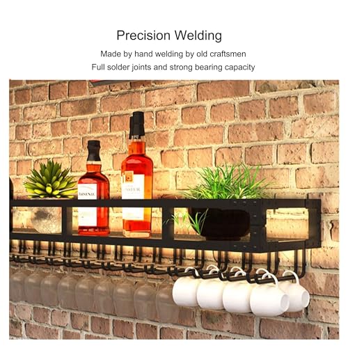 Étagère à vin murale avec LED et porte-verre suspendu pour bar à la maison