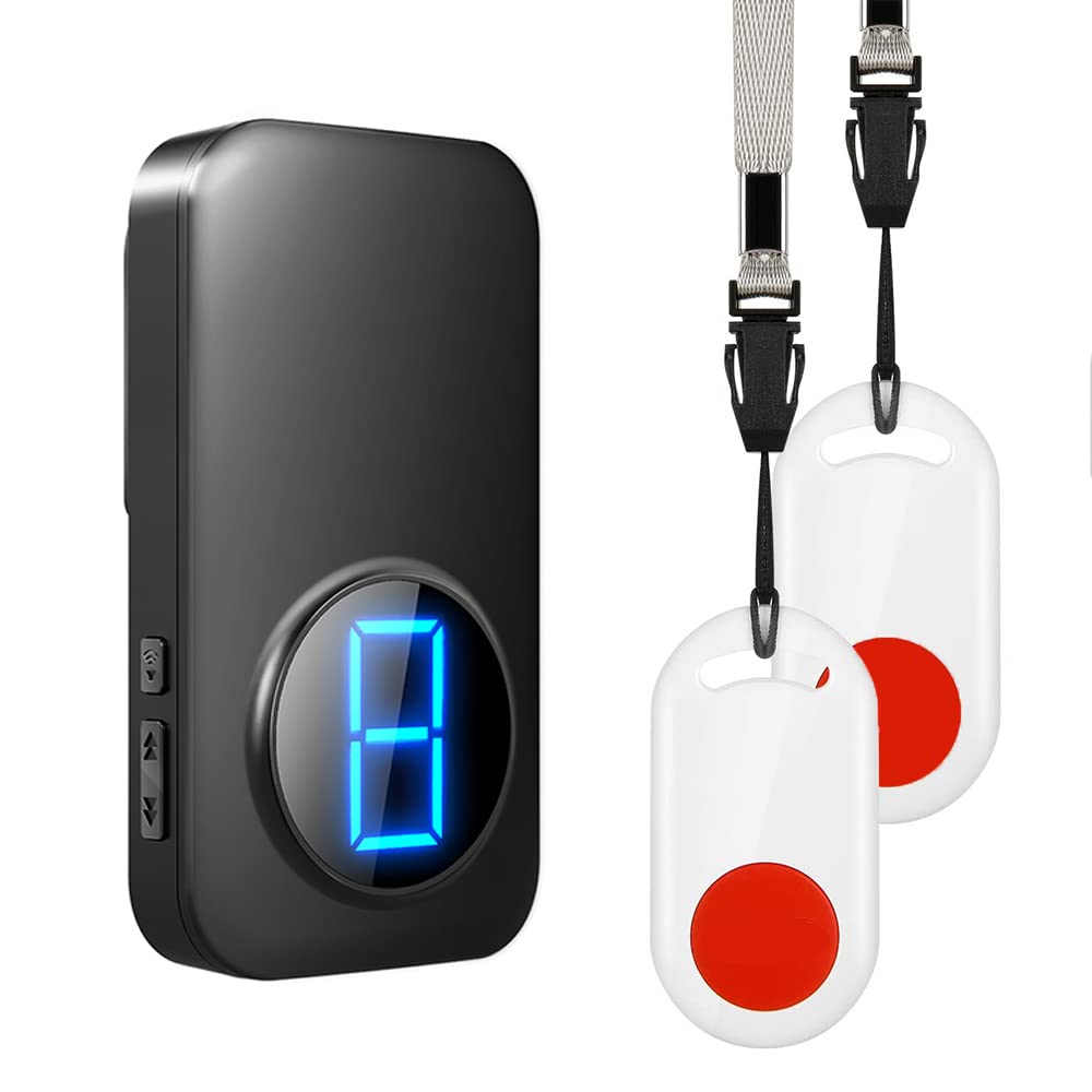 Buy Caregiver Pager COTINSE Wireless Call Button, Home Safety Alarm System with 2 Transmitters