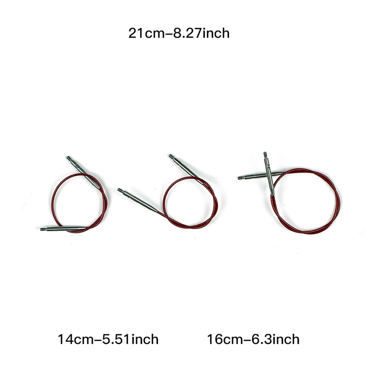 Juego de agujas de tejer circulares, puntas desmontables de acero inoxidable con cables flexibles rojos, formato compacto de varios tamaños para tejer en casa e hilo, manualidades, juego de agujas