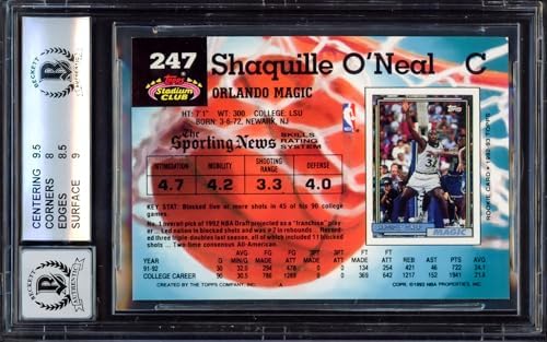 Shaquille "Shaq" O'Neal Autographed 1992-93 Stadium Club Rookie Card #247 BGS 8.5 Auto Grade Gem Mint 10 Beckett BAS #15530640 - image 2
