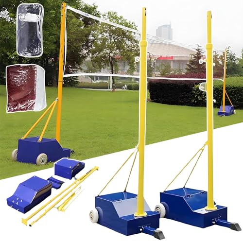 lealovengzh Red De Voleibol para Interiores Y Exteriores, 2026 Nuevos Postes De Voleibol PortáTiles para Patio Trasero, Juego De Red De Postes De BáDminton con Ruedas,para Escuela, Parque, Gimnasio