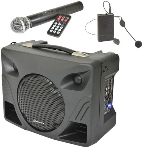 Electro Supplies 50w Lightweight Portable PA System with Wireless Headset & Handheld Microphone