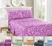 6 Piece: HOTEL LUXURY Kendall Printed Bed Sheet Set, Platinum Extra Soft and Comfortable, Deep Pocket, Brushed Microfiber 1800 Bedding - Wrinkle, Fade, Stain Resistant - Hypoallergenic (Queen, Purple)