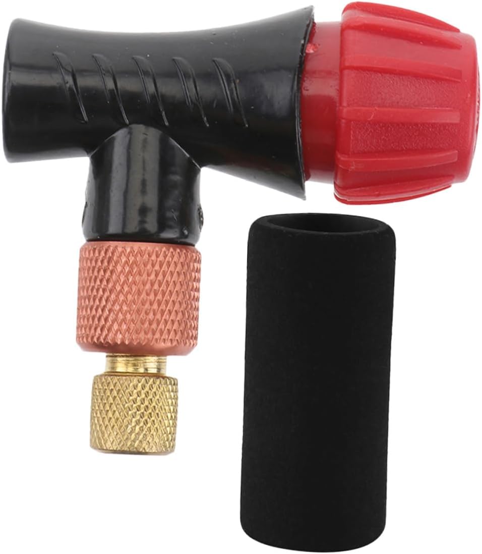 ULTECHNOVO Co2 Inflator with Dual Valve and Foam Sleeve, Portable Bike Tire Inflator Pump with Thermal Insulation Cover, 2pcs Set for Mountain and Road Cycling Equipment