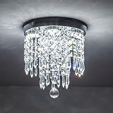 Zswanbei Small Ceiling Chandelier LED W11.4 inch Flush Mount 4 Lights Mini Modern Crystal Light Fixt